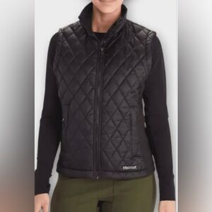 Marmot womens S/P Quilted Black Vest good used condition NICE!